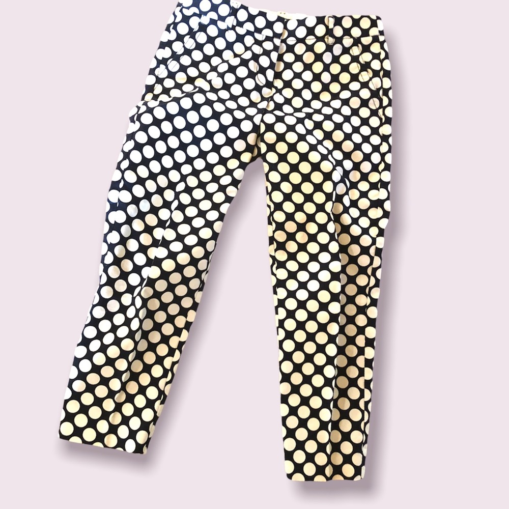 JCREW POLKA DOT PRINT  CITY FIT STRETCH ANKLE CUT PANTS